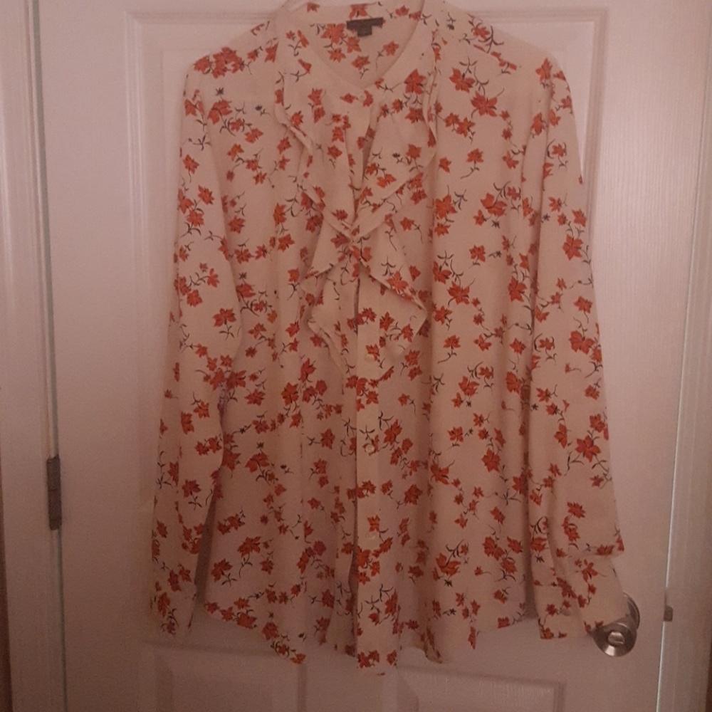 Ann Taylor ruffle button down blouse